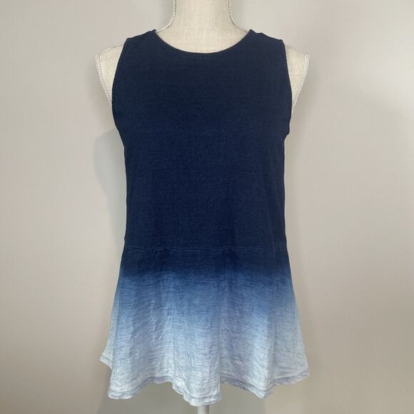 J. Jill Tops - Pure Jill J.Jill Indigo Sleeveless Tank Ombre Dip Dye Casual Blue Womens Size XS